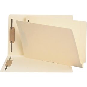 Smead 100% Recycled End Tab Fastener File Folder, Shelf-Master Reinforced Straight-Cut Tab, 2 Fasteners, Legal Size, Manila, 50 per Box (37160)