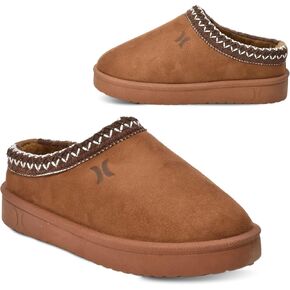 Hurley Kids Modi Slippers – Indoors and Outdoors Shoes, Boys and Girls Slip On Slippers, Durable Kids Shoes - Slip On Clogs with Faux Fur Fleece Lining - Warm Winter House Shoes for Kids
