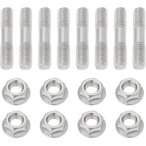 SING F LTD 8 Sets M8x1.25 Double Headed Bolt Nut Set 42mm Exhaust Manifold Stud Nut Stainless Steel Bolt Nut Kit for Automobile Exhaust System Intake Manifold