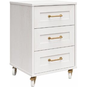 Mr. Kate Tess 3-Drawer Rolling Cart with Locking Casters & Modular Storage Options, Ivory Oak