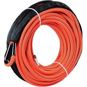 Astra Depot 1pc Orange 50ft' x 1/4" Strong Durable 12-Strand UHMWPE Synthetic Winch Rope Cable 7000 LBS Rock Guard Heat Guard Off Road ATV UTV KFI Car Truck