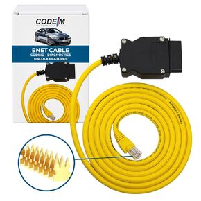 CODE M - ENET OEM Cable OBD2 for BMW F G i Series Coding | E SYS ISTA+ ICOM Bootmod3 Bimmercode Compatible | Heavy Duty Cable | for CarPlay Activation
