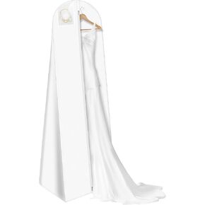 White Wedding Dress Garment Bag, 71x24x16 inch, Pack of 1, Dress Bags for Gowns, Long Evening Prom Dresses for Women, Bride, Bridesmaid, Dust Proof Garment Bags for Storage with 16" Gusset