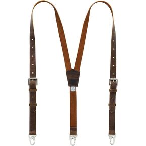 BARLAS Crazy Horse Genuine Leather Suspenders for Men Adjustable Y Back Design Heavy Duty Suspenders Groomsmen Gift For Men
