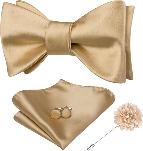 Dubulle الذاتي التعادل القوس العلاقات ودبوس التلبيب للرجال بيزلي الصلبة رجل ربطة العنق ومنديل أزرار أكمام مجموعة الزفاف in Kuwait