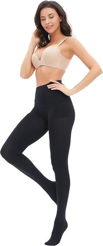 Women's 100D Run Resistant Control Top Opaque Tights High Waist Pantyhose Soft & Elastic in Kuwait