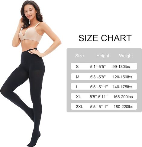 Women's 100D Run Resistant Control Top Opaque Tights High Waist Pantyhose Soft & Elastic in Kuwait