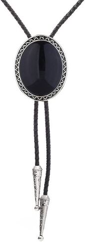 Bolo Tie Black for Men Women Western Cowboy Round Shaped Leather Necktie Bolo Tie Halloween Christmas Gifts in Saudi Arabia
