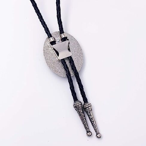 Bolo Tie Black for Men Women Western Cowboy Round Shaped Leather Necktie Bolo Tie Halloween Christmas Gifts in Saudi Arabia