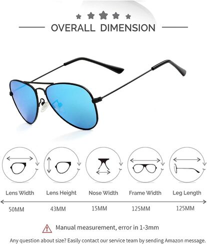 Kids Polarized Aviator Sunglasses for Litter Girls Boys Metal Frame Mirrored Lens Juniors Sun Glasses Age 3-8 in Saudi Arabia