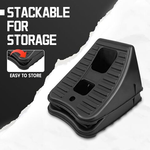4 Packs Wheel Chocks for Travel Trailers, Non Slip Heavy Duty Wheel Chock Stackable, Lightweight Wheel Stoppers for Cars Campers Trucks RVs, 8.1"×5.1"×4.5", Black in Kuwait