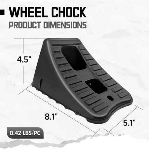 4 Packs Wheel Chocks for Travel Trailers, Non Slip Heavy Duty Wheel Chock Stackable, Lightweight Wheel Stoppers for Cars Campers Trucks RVs, 8.1"×5.1"×4.5", Black in Kuwait