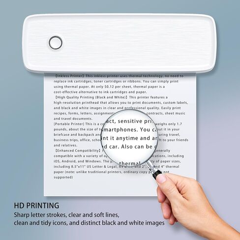 Portable Thermal Printer,Wireless Printer Supports 8.5" X 11"US Letter&Legal,A4&A5 Paper,Bluetooth Printer with 3 rolls of thermal paper,Compatible with Android iOS & Laptop for Office Home Car in Saudi Arabia
