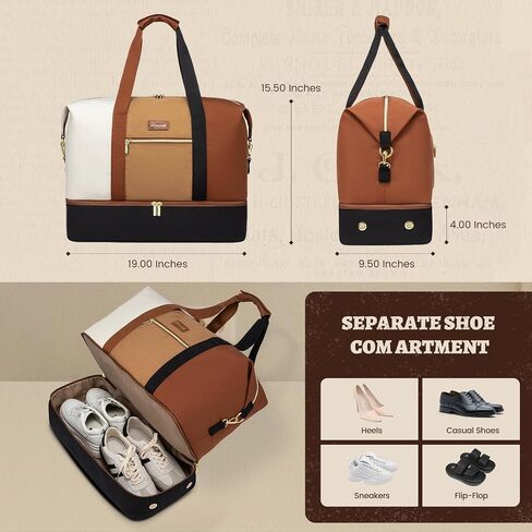 LOVEVOOK Travel Duffle Bag, Weekender Overnight Bag For Women With Shoe Compartment, Large Carry-on Bag For Airline With Wet Pocket, Gym Bag, Hospital Tote Bag in Saudi Arabia