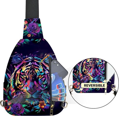 Tiger Small Leather Sling Bag for Women Crossbody Fanny Pack Travel Casual Chest Bag with Adjustable Strap in Saudi Arabia
