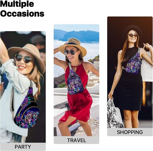 Tiger Small Leather Sling Bag for Women Crossbody Fanny Pack Travel Casual Chest Bag with Adjustable Strap in Saudi Arabia
