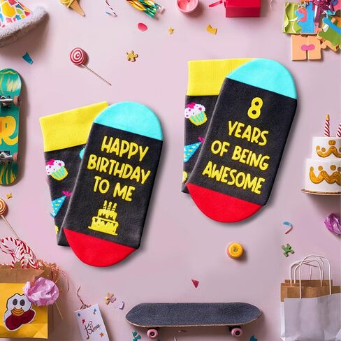Zmart 8th Birthday Gifts for Boys - Socks for Boys Girls Age 8, Presents for 8 Year Olds, 8 Year Old Boy Gift Ideas, Black in Saudi Arabia