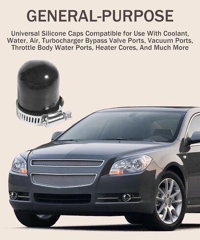 Coolant Cap,Coolant Cap for Car,Silicone Coolant Cap with Clamp,Car Accessories Intake Vacuum Hose End Plug,Car Coolant Cap for Coolant Heater Bypass Vacuum Water Port (Black, 3/8" (9.5mm)) in Saudi Arabia