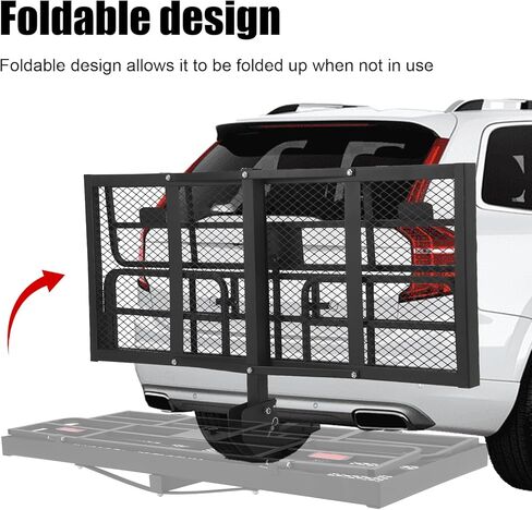حامل بضائع وصلة مقطورة، حامل بضائع قابل للطي مع قضبان جانبية عالية، حامل بضائع يناسب جهاز استقبال 2 بوصة لشاحنة RV SUV Van، سعة وزن 500 رطل، 60 بوصة طول × 24 بوصة عرض × 14.9 بوصة ارتفاع in Kuwait