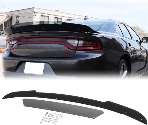 Venom V1 Series Rear Wickerbill Spoiler for Dodge Charger 2015-2023 SRT Scat Pack Hellcat Daytona -2 قطعة إضافية على نمط Wicker Bill Spoiler مع أداة RivNut، أسود لامع in Kuwait