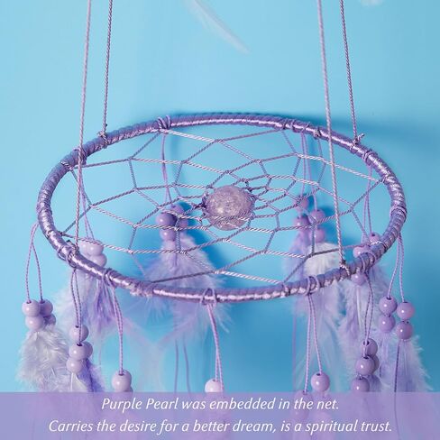 Kids Dream Catcher Wall Decor Purple Feather Baby Dreamcatcher Handmade Toddler Kids Bedroom Decor Child Dream Catcher Wall Hanging with Flower for Nursery Boys Girls Birthday Gift(2 Hanging Rings) in Saudi Arabia