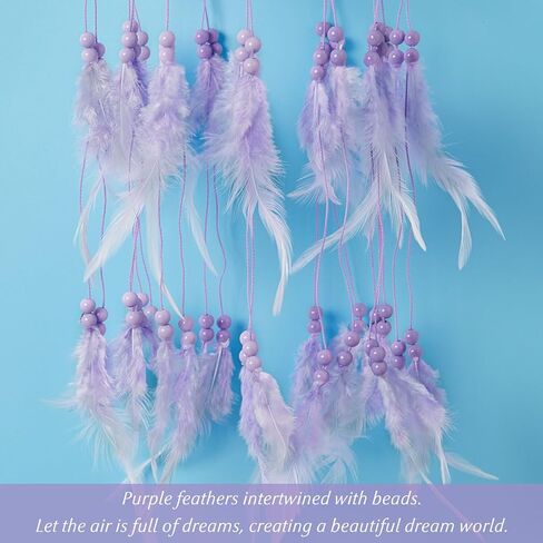 Kids Dream Catcher Wall Decor Purple Feather Baby Dreamcatcher Handmade Toddler Kids Bedroom Decor Child Dream Catcher Wall Hanging with Flower for Nursery Boys Girls Birthday Gift(2 Hanging Rings) in Saudi Arabia