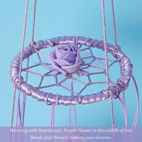 Kids Dream Catcher Wall Decor Purple Feather Baby Dreamcatcher Handmade Toddler Kids Bedroom Decor Child Dream Catcher Wall Hanging with Flower for Nursery Boys Girls Birthday Gift(2 Hanging Rings) in Saudi Arabia