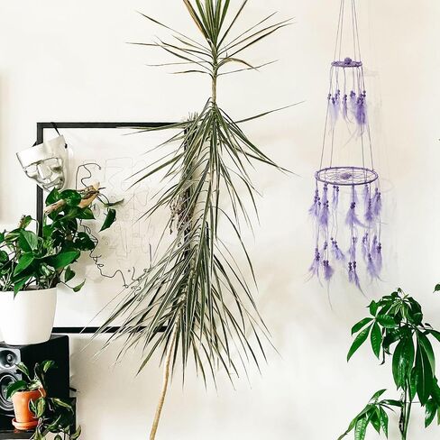 Kids Dream Catcher Wall Decor Purple Feather Baby Dreamcatcher Handmade Toddler Kids Bedroom Decor Child Dream Catcher Wall Hanging with Flower for Nursery Boys Girls Birthday Gift(2 Hanging Rings) in Saudi Arabia