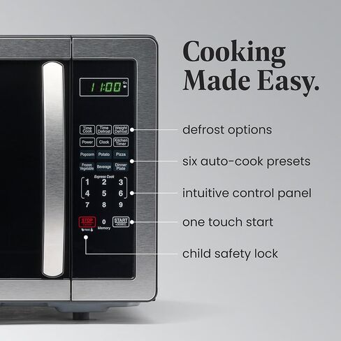 ميكروويف فاربروير كونترتوب 1000 واط، 1.1 قدم مكعب - فرن ميكروويف مع إضاءة LED وقفل للأطفال - مثالي للشقق والمساكن - الفولاذ المقاوم للصدأ سهل التنظيف in Kuwait