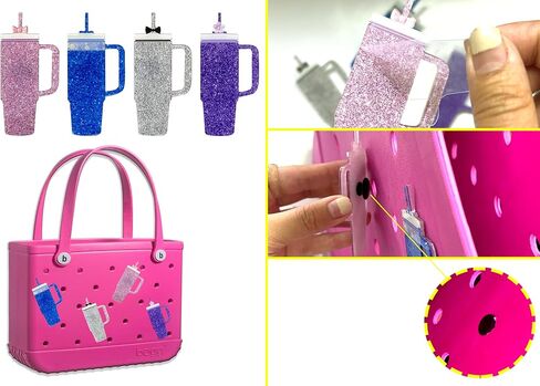 4 PCS Charms for Bogg Bags, Bogg Bag Accessories Set, Compatible with Rubber Beach Bag Tote Handbag Decoration, Compatible with Various Bogg Bag Sizes in Saudi Arabia