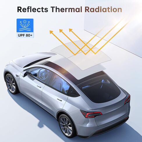 Sunshade Roof for Tesla Model Y 2020-2024 Window Insulation UV Rays Protection Sun Protection Heat Insulation Non-Sag with Storage Bag (2 Pcs) in Kuwait