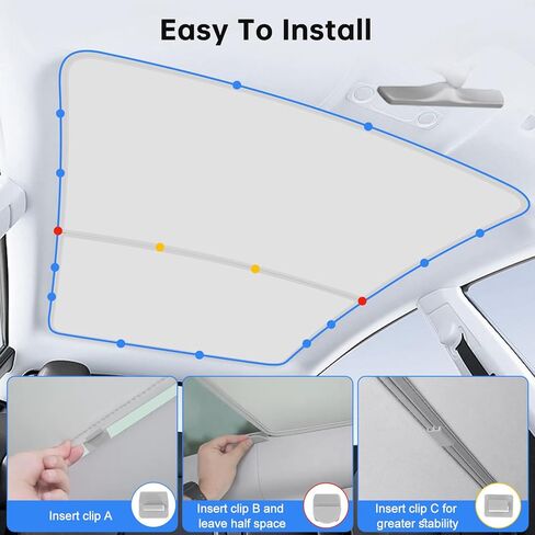 Sunshade Roof for Tesla Model Y 2020-2024 Window Insulation UV Rays Protection Sun Protection Heat Insulation Non-Sag with Storage Bag (2 Pcs) in Kuwait