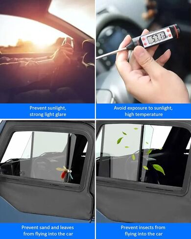 تظليل نافذة أمامية شبكية قابلة للتنفس لشاشات النوافذ الجانبية للتخييم/الحيوانات الأليفة، مظلة شمسية للحماية من الأشعة فوق البنفسجية مناسبة لسيارة جيب رانجلر TJ JK JL وGladiator JT 1997-2022، أسود، قطعتين in Kuwait