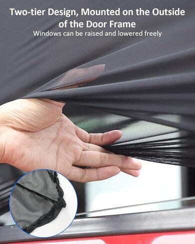 تظليل نافذة أمامية شبكية قابلة للتنفس لشاشات النوافذ الجانبية للتخييم/الحيوانات الأليفة، مظلة شمسية للحماية من الأشعة فوق البنفسجية مناسبة لسيارة جيب رانجلر TJ JK JL وGladiator JT 1997-2022، أسود، قطعتين in Kuwait