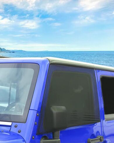 تظليل نافذة أمامية شبكية قابلة للتنفس لشاشات النوافذ الجانبية للتخييم/الحيوانات الأليفة، مظلة شمسية للحماية من الأشعة فوق البنفسجية مناسبة لسيارة جيب رانجلر TJ JK JL وGladiator JT 1997-2022، أسود، قطعتين in Kuwait