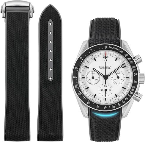 أربطة مطاطية لساعة Moonswatch، حزام مطاطي ذو نهاية منحنية متوافق مع Omega X Swatch Moonswatch Speedmaster Diver والمزيد 20 مم، سوار بديل للساعة، مشبك نشر للرجال والنساء in Saudi Arabia