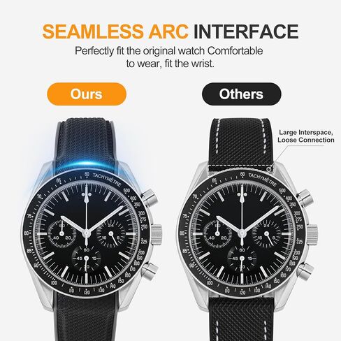 أربطة مطاطية لساعة Moonswatch، حزام مطاطي ذو نهاية منحنية متوافق مع Omega X Swatch Moonswatch Speedmaster Diver والمزيد 20 مم، سوار بديل للساعة، مشبك نشر للرجال والنساء in Saudi Arabia