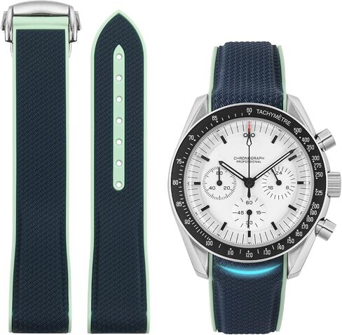 أربطة مطاطية لساعة Moonswatch، حزام مطاطي ذو نهاية منحنية متوافق مع Omega X Swatch Moonswatch Speedmaster Diver والمزيد 20 مم، سوار بديل للساعة، مشبك نشر للرجال والنساء in Saudi Arabia