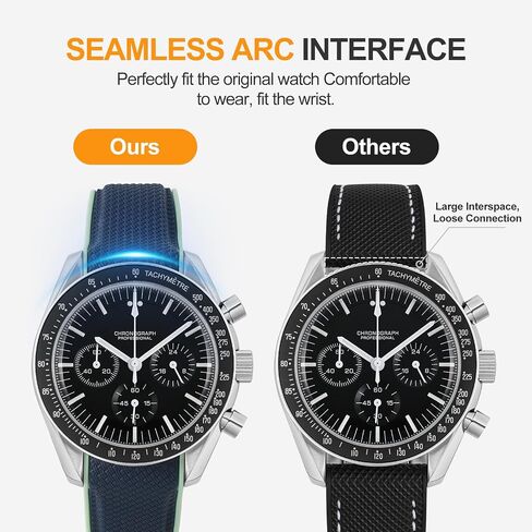 أربطة مطاطية لساعة Moonswatch، حزام مطاطي ذو نهاية منحنية متوافق مع Omega X Swatch Moonswatch Speedmaster Diver والمزيد 20 مم، سوار بديل للساعة، مشبك نشر للرجال والنساء in Saudi Arabia
