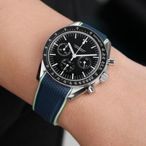 أربطة مطاطية لساعة Moonswatch، حزام مطاطي ذو نهاية منحنية متوافق مع Omega X Swatch Moonswatch Speedmaster Diver والمزيد 20 مم، سوار بديل للساعة، مشبك نشر للرجال والنساء in Saudi Arabia