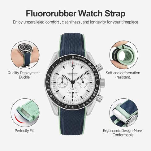 أربطة مطاطية لساعة Moonswatch، حزام مطاطي ذو نهاية منحنية متوافق مع Omega X Swatch Moonswatch Speedmaster Diver والمزيد 20 مم، سوار بديل للساعة، مشبك نشر للرجال والنساء in Saudi Arabia