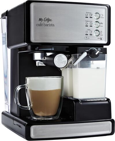 Mr. Coffee Espresso and Cappuccino Machine, Stainless Steel, Programmable Coffee Maker with Automatic Milk Frother, 15-Bar Pump, Ideal for Home Baristas in Saudi Arabia