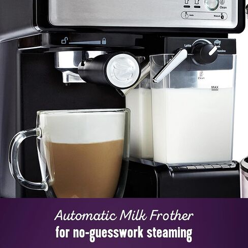 Mr. Coffee Espresso and Cappuccino Machine, Stainless Steel, Programmable Coffee Maker with Automatic Milk Frother, 15-Bar Pump, Ideal for Home Baristas in Saudi Arabia