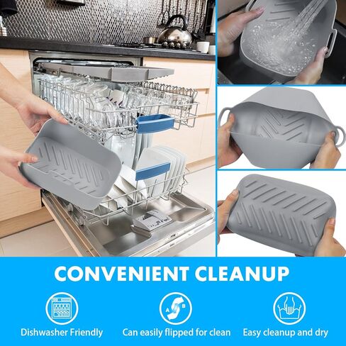 بطانات سيليكون للمقلاة الهوائية - قطعتان من وعاء السيليكون للمقلاة الهوائية، بطانات مقلاة هوائية من السيليكون قابلة لإعادة الاستخدام، آمنة للطعام وغير لاصقة، ملحقات سلة مقلاة الهواء البديلة، صينية الخبز للنينجا المزدوج Dz201 Dualzone in Kuwait