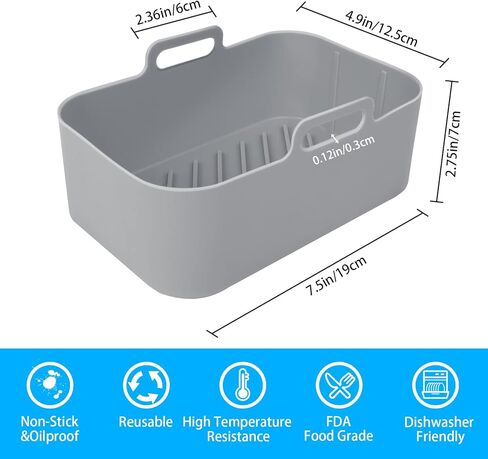 بطانات سيليكون للمقلاة الهوائية - قطعتان من وعاء السيليكون للمقلاة الهوائية، بطانات مقلاة هوائية من السيليكون قابلة لإعادة الاستخدام، آمنة للطعام وغير لاصقة، ملحقات سلة مقلاة الهواء البديلة، صينية الخبز للنينجا المزدوج Dz201 Dualzone in Kuwait