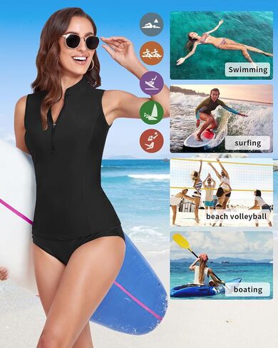 WOWENY ملابس السباحة النسائية طفح الحرس Buit-in Bra Tankini ملابس السباحة بلا أكمام قمصان السباحة ثوب السباحة بدون قيعان in Kuwait