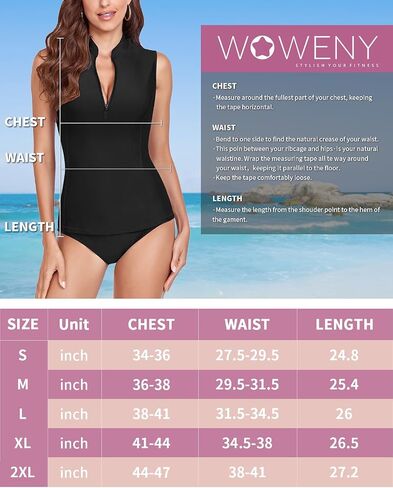 WOWENY ملابس السباحة النسائية طفح الحرس Buit-in Bra Tankini ملابس السباحة بلا أكمام قمصان السباحة ثوب السباحة بدون قيعان in Kuwait