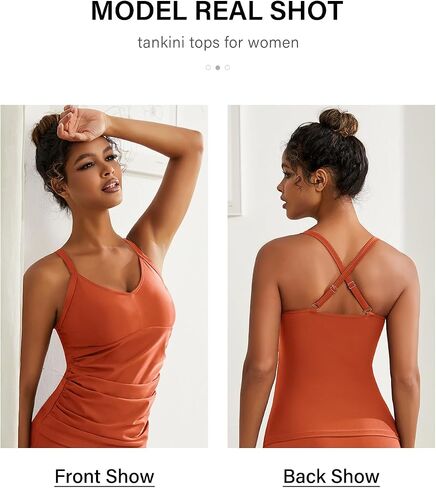 Tankini Tops for Women Tummy Control Bathing Suits V Neck Swimsuit Top Only No Bottom in Saudi Arabia