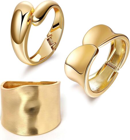 1-3PCS 18K Gold Plated Cuff Bracelets for Women Chunky Wide Bangle Bracelet Irregular Wrist Cuff Wrap Bracelet Trendy Open Cuff Bracelets in Kuwait