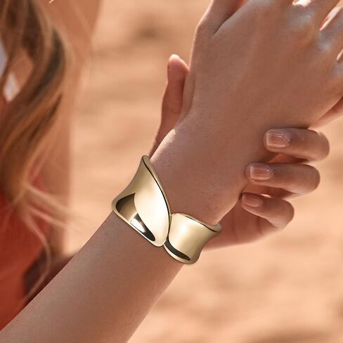 1-3PCS 18K Gold Plated Cuff Bracelets for Women Chunky Wide Bangle Bracelet Irregular Wrist Cuff Wrap Bracelet Trendy Open Cuff Bracelets in Kuwait